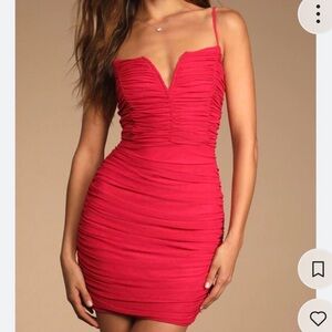 Lulu's Here and Wow Pink Ruched Bodycon Mini Dress